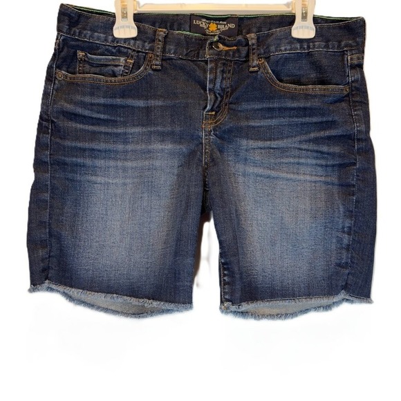 Lucky Brand Pants - Lucky Brand Abbey Denim Shorts size 8/29 Dark Acid Wash Raw Hem Casual Comfort